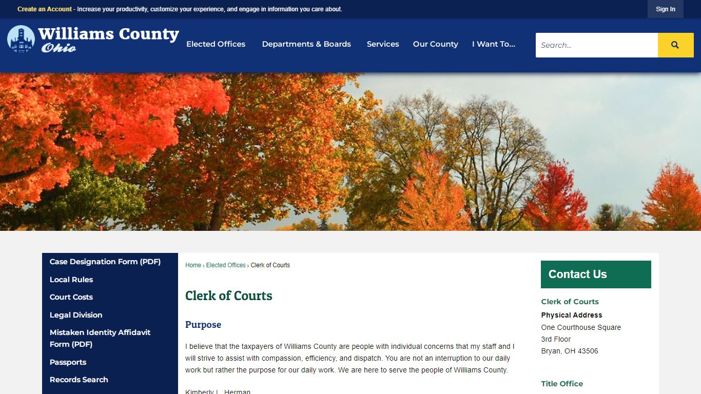 Clerk of Courts | Williams County, OH