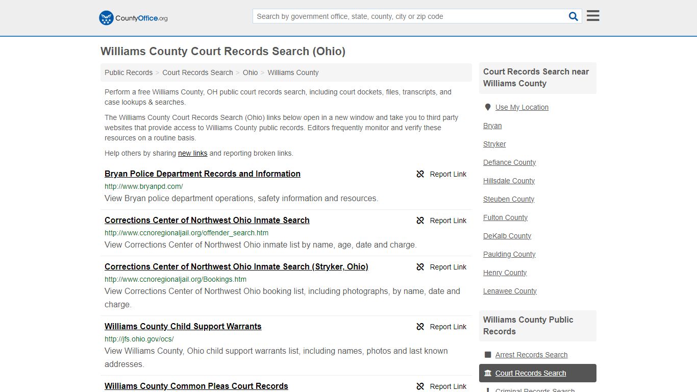 Court Records Search - Williams County, OH (Adoptions, Criminal, Child ...